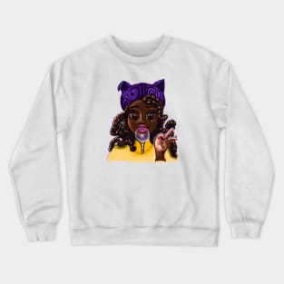 Cute black girl with cat ears - African American anime game character Crewneck Sweatshirt